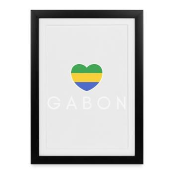 Heart with Gabonese flag, Gabonese pride - Framed poster (27 × 37 cm) - black - Front