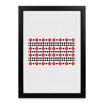 Geometric Red Diamond Stripes - Framed poster (27 × 37 cm) - black - Front