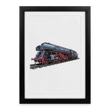 Locomotive à vapeur au look rétro 01 519 - Affiche encadrée (27 × 37 cm) - noir - Devant