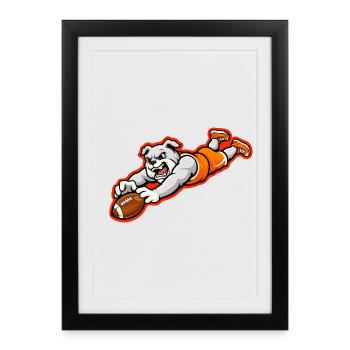 Bulldog Football Dive Catch Mascot - Framed poster (27 × 37 cm) - black - Front
