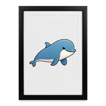 Blue dolphin – friendly sea friend - Framed poster (27 × 37 cm) - black - Front