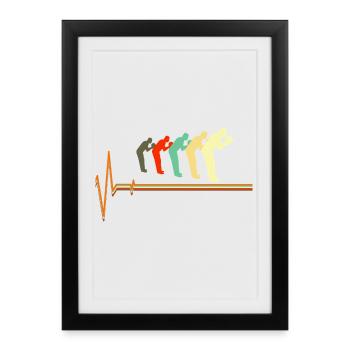 Bowling Heartbeat Pulse Retro Lifeline - Affiche encadrée (27 × 37 cm) - noir - Devant