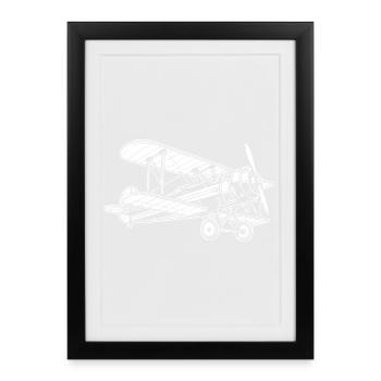 Biplane Oldtimer, Classic Airplane Design - Framed poster (27 × 37 cm) - black - Front