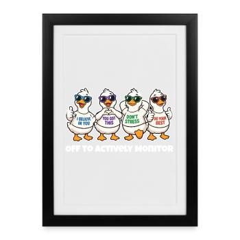 Funny Motivational Ducks Actively Monitor - Framed poster (27 × 37 cm) - black - Front