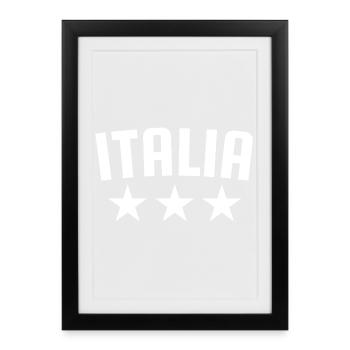 Italie 3 étoiles Design White - Affiche encadrée (27 × 37 cm) - noir - Devant