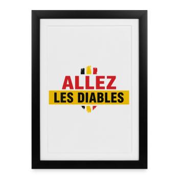 Allez Les Diables Foot Belgique | Supporter Noir J - Affiche encadrée (27 × 37 cm) - noir - Devant
