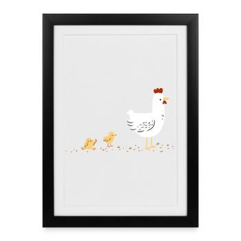 Poulet avec poussin - Affiche encadrée (27 × 37 cm) - noir - Devant