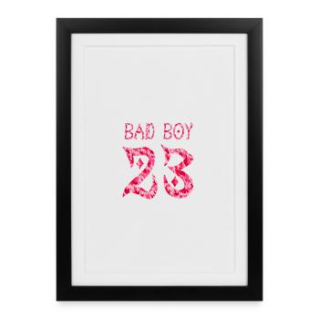 Bad Boy 23 Floral Pink Design - Framed poster (27 × 37 cm) - black - Front