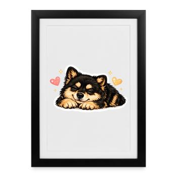 Lapphund finlandais chaleureux - Affiche encadrée (27 × 37 cm) - noir - Devant