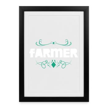 Farmer lettering with ornaments - Framed poster (27 × 37 cm) - black - Front
