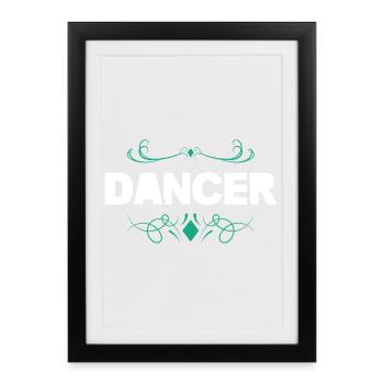 Danseur : Forte faute de frappe avec des ornements - Affiche encadrée (27 × 37 cm) - noir - Devant