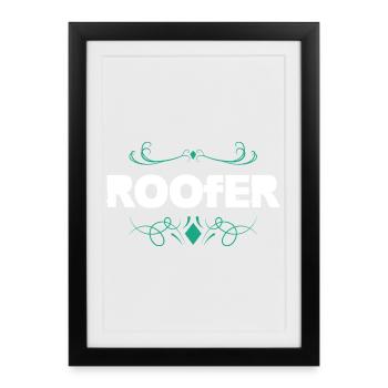 ROOFER Logo with Teal Ornament - Framed poster (27 × 37 cm) - black - Front