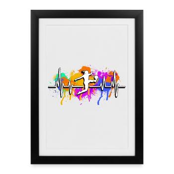 Battements de cœur du football féminin - Affiche encadrée (27 × 37 cm) - noir - Devant