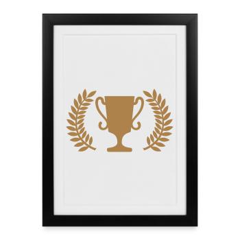 Pokal | Cup | gold | Award | Lorbeer | - Affiche encadrée (27 × 37 cm) - noir - Devant