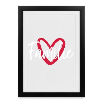 Family Heart I Partner Look Parents Enfants - Affiche encadrée (27 × 37 cm) - noir - Devant