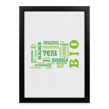 Bio and Ecology: green cloud of keywords - Framed poster (27 × 37 cm) - black - Front
