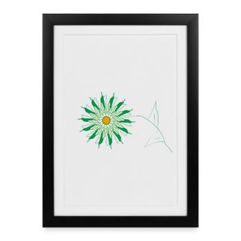 fleur verte - Affiche encadrée (27 × 37 cm) - noir - Devant