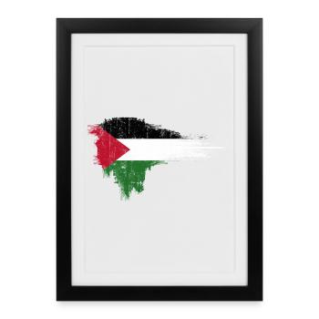 Flag Brush : Art du drapeau palestinien - Affiche encadrée (27 × 37 cm) - noir - Devant