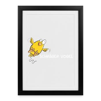 Schräger Vogel I Statement Spruch - Gerahmtes Poster (27 × 37 cm) - Schwarz - Vorne