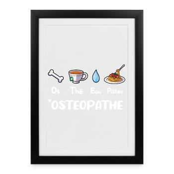 Ostéopathe Humour Cadeau Ostéo Kinésithérapeute - Affiche encadrée (27 × 37 cm) - noir - Devant