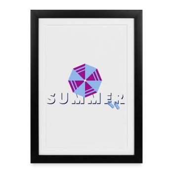 LETTRAGE D’ÉTÉ avec visière | Vectorale - Affiche encadrée (27 × 37 cm) - noir - Devant