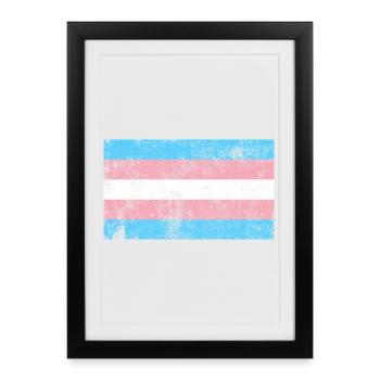 Drapeau transgenre Grunge Vintage Rétro - Affiche encadrée (27 × 37 cm) - noir - Devant