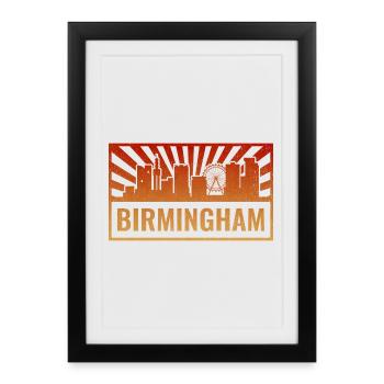 Rayons de soleil de la ligne d’horizon de Birmingham - Affiche encadrée (27 × 37 cm) - noir - Devant