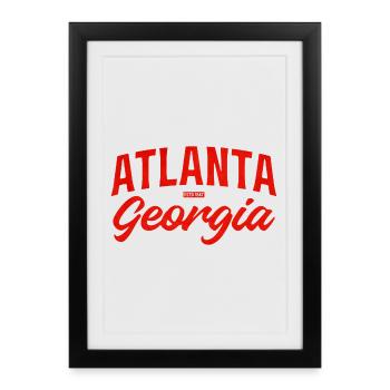 Logo d’écriture d’Atlanta Georgia - Affiche encadrée (27 × 37 cm) - noir - Devant