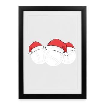 Boule Santa Tenue de pétanque pour Bouler pour boules - Affiche encadrée (27 × 37 cm) - noir - Devant