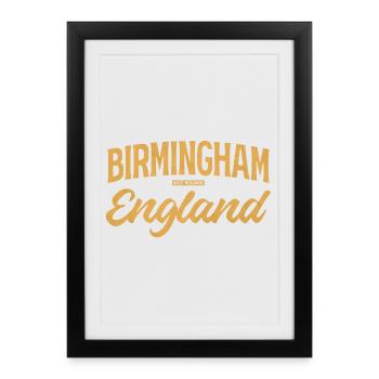 Écriture vintage de Birmingham, Angleterre - Affiche encadrée (27 × 37 cm) - noir - Devant