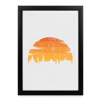 Sunset Skyline Silhouette - Framed poster (27 × 37 cm) - black - Front