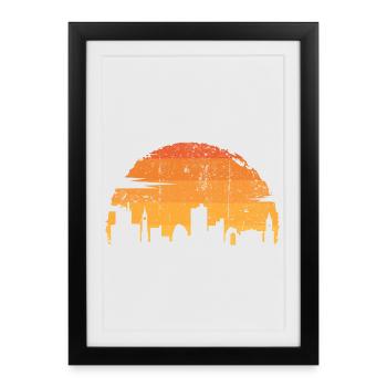 Silhouette de la ville du coucher de soleil - Affiche encadrée (27 × 37 cm) - noir - Devant