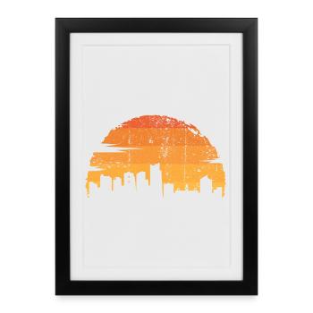 Silhouette d’horizon du coucher de soleil - Affiche encadrée (27 × 37 cm) - noir - Devant