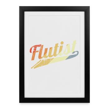 Flûtiste rétro - Affiche encadrée (27 × 37 cm) - noir - Devant