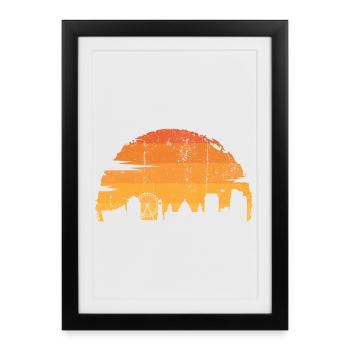 Silhouette d’horizon du coucher de soleil - Affiche encadrée (27 × 37 cm) - noir - Devant
