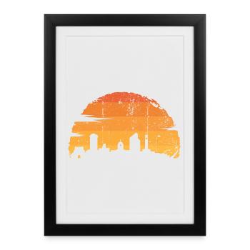 Silhouette de la ville du coucher de soleil - Affiche encadrée (27 × 37 cm) - noir - Devant