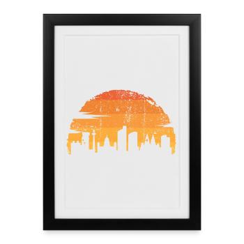 Sunset City Skyline Silhouette - Framed poster (27 × 37 cm) - black - Front
