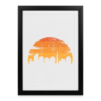 Coucher de soleil sur l’horizon doré - Affiche encadrée (27 × 37 cm) - noir - Devant