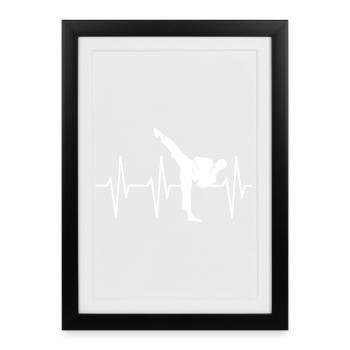 Pulse Kick Martial Arts Heartbeat Karate Symbol icon - Framed poster (27 × 37 cm) - black - Front