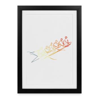 Rowing Team Drawing - Framed poster (27 × 37 cm) - black - Front