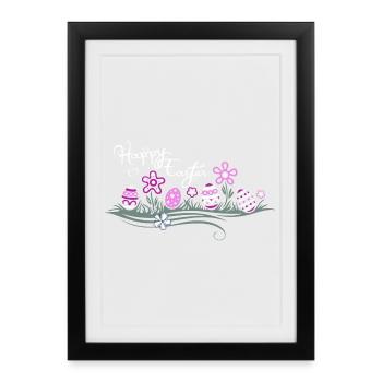 Easter Easter Eggs in the Grass - Framed poster (27 × 37 cm) - black - Front