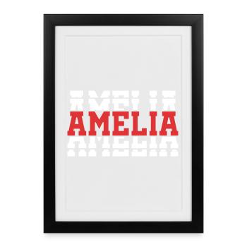 Amelia t-shirt t-shirt idée cadeau texte empilé - Affiche encadrée (27 × 37 cm) - noir - Devant