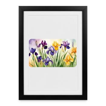 Romantic Irises - Watercolors - Framed poster (27 × 37 cm) - black - Front