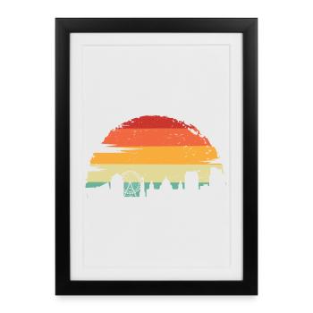 Silhouette d’horizon du coucher de soleil - Affiche encadrée (27 × 37 cm) - noir - Devant