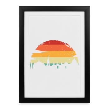 Sunset Skyline Silhouette - Framed poster (27 × 37 cm) - black - Front