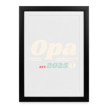 Opa Est 2025 Ich werde Großvater Retro Style - Gerahmtes Poster (27 × 37 cm) - Schwarz - Vorne