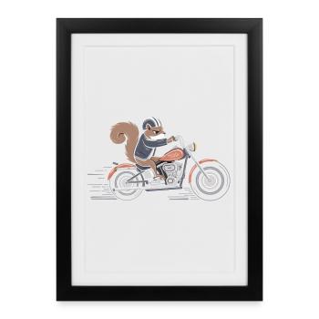 Cavalier d’écureuil à vélo - Affiche encadrée (27 × 37 cm) - noir - Devant