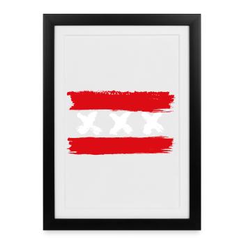 Trois X blancs sur des coups de pinceau rouges - Affiche encadrée (27 × 37 cm) - noir - Devant