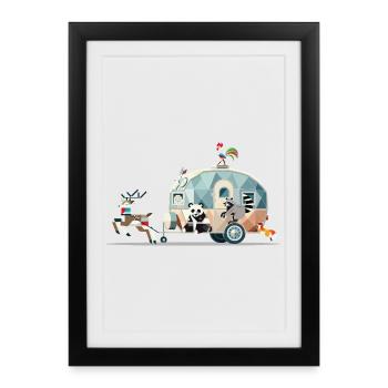 Voyage animalier – des caravanes pleines d’aventure - Affiche encadrée (27 × 37 cm) - noir - Devant