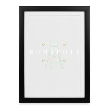 Ruhrpott, hand drawing of the Prosper-Haniel colliery tower - Framed poster (27 × 37 cm) - black - Front